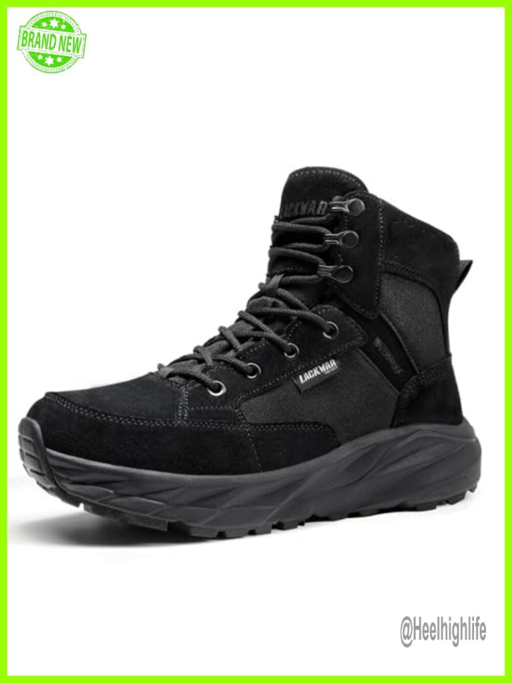 LACKWAR Waterproof Tactical Hiking Boots Ankle Lace Up Rugged Work